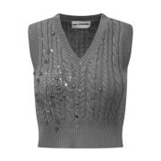 Wollen Gebreid Vest DES Phemmes , Gray , Dames