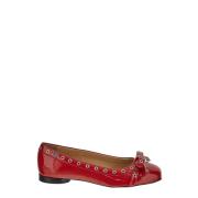 Rode Eyelet Strik Ballerina Schoen Ganni , Red , Dames