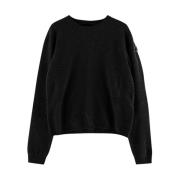 Katoen Gebreide Biker Sweater Moncler , Black , Heren