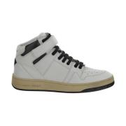 Leren Mid Top Sneaker Saint Laurent , White , Heren