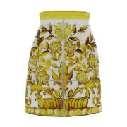 Maiolica Print Katoenen Rok Dolce & Gabbana , Yellow , Dames