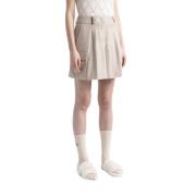 Wol en viscose shorts met plooien Peserico , Beige , Dames