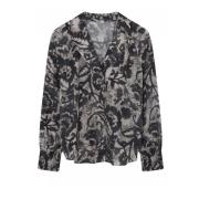 Elegante Blouse met V-Hals en Smock Manchetten Gustav , Multicolor , D...