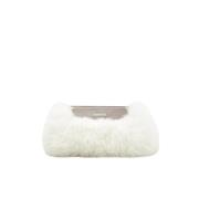 Echte bont- en echt leren clutch tas Peserico , White , Dames