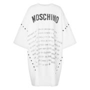 Witte Jurk met Frontprint Moschino , White , Dames