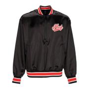 Satin Baseball Bomber Jacket Zwart HUF , Black , Heren