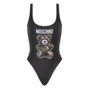 Zwart zee kleding met logoprint Moschino , Black , Dames