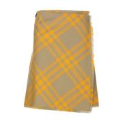 Geruite Plooirok Burberry , Yellow , Dames