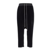 Katoenen Cropped Broek met Trekkoord Rick Owens , Black , Dames