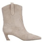 Beige Velours Cowboylaarzen voor Dames Estro , Beige , Dames