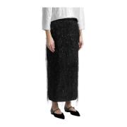 Viscose en lurex lange kokerrok Peserico , Black , Dames