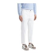 Witte bull denim chino's Peserico , White , Heren