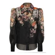 Zwart Linnen Zijden Shirt Aw24 Zimmermann , Multicolor , Dames