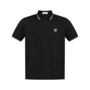 Logo Applique Polo Shirt Zwart Stone Island , Black , Heren