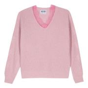 Roze Wollen Blend Half-Cardigan Trui Moschino , Pink , Dames