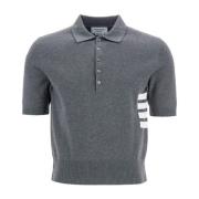 Contrast 4-Bar Gebreid Poloshirt Thom Browne , Gray , Heren