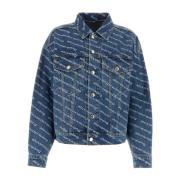 Stijlvolle Oversize Bedrukte Denim Jas Alexander Wang , Blue , Dames