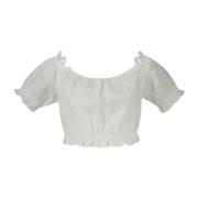 Witte Boothals Korte Mouw Top Guess , White , Dames