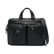 Zwarte leren tas voor iPad Piquadro , Black , Unisex