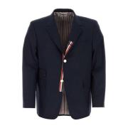 Navy Blauw Jersey Blazer Thom Browne , Blue , Heren