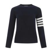 Navy Blue Wool Sweater Thom Browne , Blue , Dames