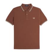 Klassiek Poloshirt met Dubbele Streep Fred Perry , Brown , Heren