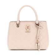 Dames Handtas met Label Plaque Guess , Beige , Dames