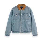 Indigo Teddy Jack met Koord Kraag Scotch & Soda , Blue , Heren