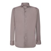 Taupe Jersey Lange Mouw Shirt Canali , Beige , Heren