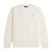 Gevlochten Wollen Trui Fred Perry , Beige , Dames