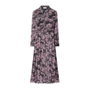 Bloemenprint Zijden Jurk Roze/Zwart Tory Burch , Pink , Dames