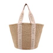 Woody Papieren Mand Tas Chloé , Beige , Dames