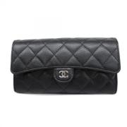 Pre-owned Leather wallets Chanel Vintage , Black , Dames