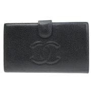 Pre-owned Leather wallets Chanel Vintage , Black , Dames