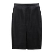 Zwarte leren rok met voor split Anine Bing , Black , Dames