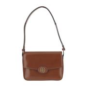 Glanzende leren schoudertas bruin Tory Burch , Brown , Dames