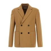 Kameelwol Blend Blazer Dries Van Noten , Brown , Heren