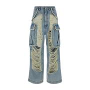 Denim cargo jeans in lichtblauw Darkpark , Blue , Dames