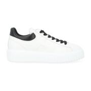 Gestreepte leren sneakers in zwart en wit Hogan , White , Heren