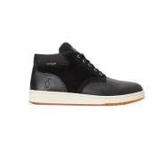 Zwarte leren sneakers met witte zool Polo Ralph Lauren , Black , Heren