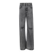 Klassieke Denim Jeans met Vijf Zakken MM6 Maison Margiela , Gray , Dam...