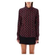 Maan Print Zwart Rood Blouse Marine Serre , Red , Dames