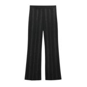 Wollen broek met lurex streep Msgm , Black , Dames