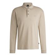 Poloshirt met lange mouwen en logo Hugo Boss , Beige , Heren