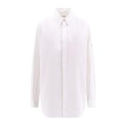 Katoenen shirt met logopatch Moncler , White , Dames