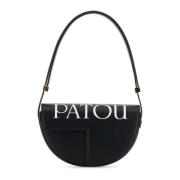 Zwarte Leren Schoudertas Patou , Black , Dames