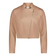 Bikerjack met opstaande kraag Betty & Co , Beige , Dames