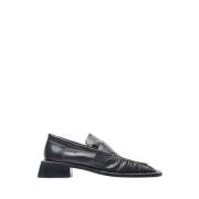 Vierkante Neus Leren Loafers met Blokhak Miista , Black , Dames