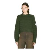 Verontruste Wolmix Crewneck Sweater MM6 Maison Margiela , Green , Dame...