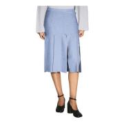 Gebreide Midi Rok met Ruwe Splits Marni , Blue , Dames